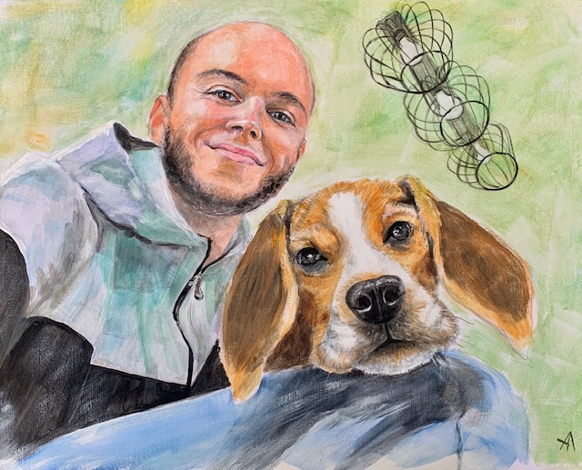 My son and the dog. Acrylic.